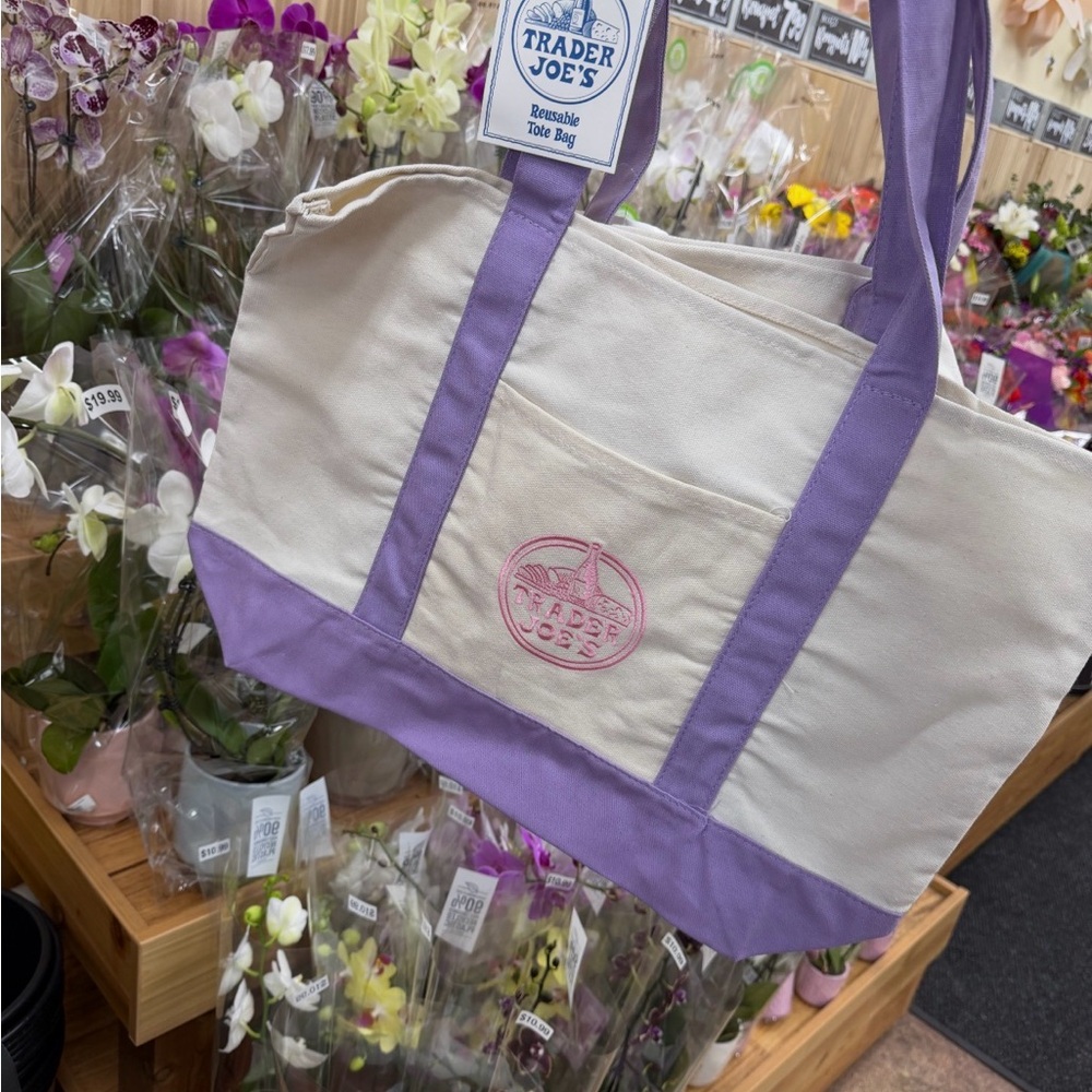 Large Trader Joe’s Lavender Canvas Tote Bag
